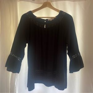 Honey Punch Black Embroidery Boho Top 1X - Like New!